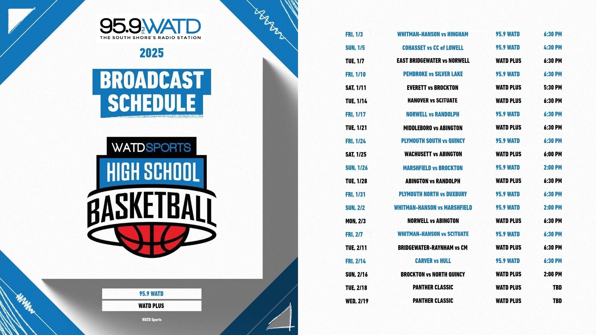 2025 WATD High School Basketball Schedule WATD 95.9 FM